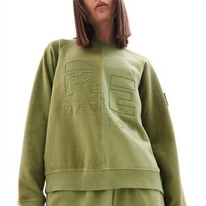 Women's P.E. Nation Observation‎ Sweater Small Green Crewneck Sweatshirt